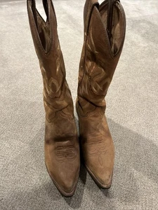 Justin abgenutzte braune Leder Western Cowboystiefel Damengröße 8 - Bild 1 von 22