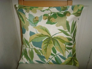 B NEW CUSHION COVER MADE IN SANDERSONS ROBINS WOOD FOR 16in pad GREEN - Picture 1 of 4