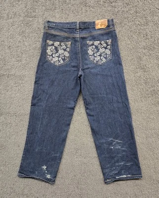 Vintage Chams Jeans Men's 38x30 Blue Baggy Wide Leg Distressed Dollar Sign Y2K - Image 1 of 4