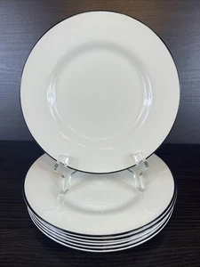 6 Crate & Barrel Great Britain Classique Black Line Elfenbein 8 1/2" Salatteller - Bild 1 von 10