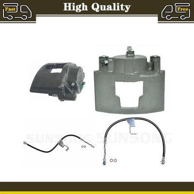 4pcs Front Brake Calipers & Hose Set Fits 1991 GMC K3500 1992 GMC K3500 - Image 1 of 4