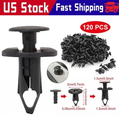 120 Шт. 8 мм бампер зажимы фиксатор автомобиля пластиковые заклепки крепеж крыло толчок - Изображение 1 из 4