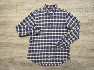 Camisa de franela Nautica para hombre mediana azul roja a cuadros manga larga bolsillo logotipo algodón - Imagen 1 de 14