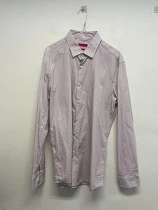 HUGO BOSS MENS SLIM FIT SHIRT 100% COTTON IN RED SIZE 17 BNWOT (S817) - Picture 1 of 5