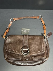 Vtg Coach Chelsea Brown Leather Pebbled Shoulder Handbag Flap Y2K C063-8A41 Bag - Picture 1 of 24
