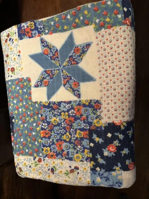 Colcha Edredón Floral Estrella Patchwork Vintage Azul EE. UU. 88x136 Foto 1 de 4