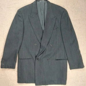 Giorgio Armani Mani Vintage Double Breasted Suit Jacket 44L Charcoal Wool - Picture 1 of 17