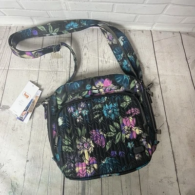 Bolso Bandolera Convertible Lug Bloom Ranger Negro Nuevo con Etiquetas Floral Azul Púrpura Foto 1 de 4