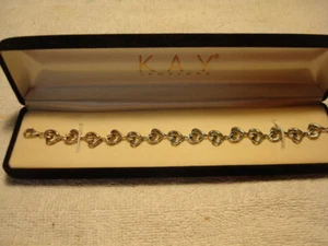 KAY JEWELERS Sterling 925 Swirly Diamond Heart 1/10 CTW Bracelet w/paper work - Picture 1 of 9