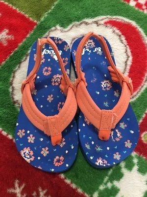 Reef Toddlers Flip Flops Sandals  Baby Girls , orange and blue size 9/10. - Image 1 of 4