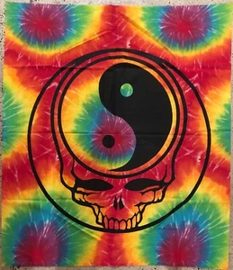 FABRIC 'TAPESTRY' GRATEFUL DEAD YIN-YANG TIE-DYE COLORFUL WALL ART HUGE 36 X 48 - Picture 1 of 1