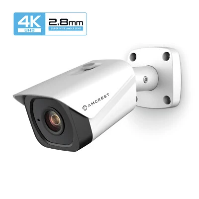Amcrest UltraHD 4K (8MP) Bullet POE IP Security Camera IP8M-2496EW-28MM White - - Image 1 of 4