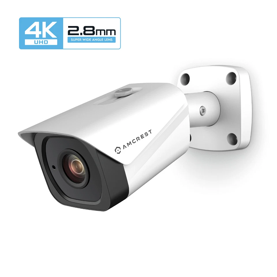 Amcrest UltraHD 4K (8MP) Bullet POE IP Security Camera IP8M-2496EW-V2 White - - Image 1 of 4