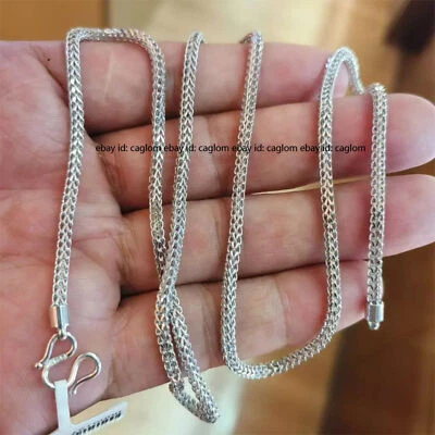 Чистая платина 950 цепочка мужчин женщин 2,8 мм пшеницы фокстейл ожерелье 18,73 г/22,8 дюйма - Изображение 1 из 4
