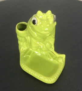 Vintage Enchanto CA Pottery Ceramic Lime Green Frog Pen Holder Mid-Century 11" - Picture 1 of 8