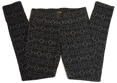 Copper Key Women’s Stretch Skinny Pull-up Black Velvet Diamond Pattern Pants M - Image 1 of 4