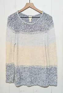 Chicos Sweater Womens L Blue Yellow Space-Dye Jewel Pullover Metallic Artsy 2 - Picture 1 of 6