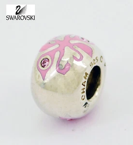 Chamilia Swarovski Sterling Silver Bead Charm Pink Crystal Pink Swans New - Picture 1 of 3