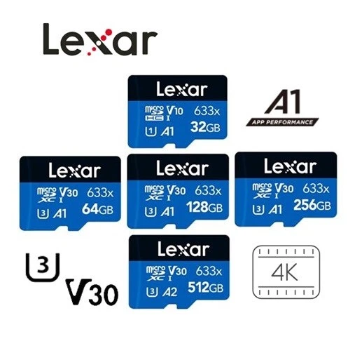 Lexar High-Performance 633x 256GB 128GB 64GB 32GB Micro SD Memory Card AU - Image 1 of 1