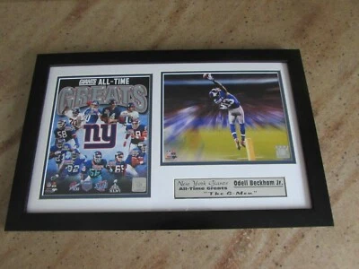 Foto enmarcada de los Gigantes de Nueva York Odell Beckham Jr. y grandes de todos los tiempos "los hombres G" Foto 1 de 4