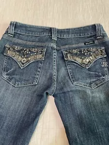 MISS ME Jeans JP4656B Verziert Pailletten Nieten Klappe Pkt Boot Cut 28 x 32 - Bild 1 von 19