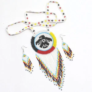 Juego de Collares Thunderbird Blanco Negro con Cuentas Hecho a Mano - Imagen 1 de 1