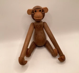Vintage Wooden Articulated Teak Monkey Toy Japan Hangs Jointed 8" - Picture 1 of 5