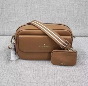 NWT Kate Spade Rosie Flat Camera Bag Crossbody Pebble Leather Warm Gingerbread - Picture 1 of 2