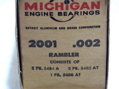 JUEGO DE RODAMIENTOS PRINCIPALES +002 RAMBLER OVERSIZE, NASH 1941-1962 172.6,184,195.6, CI 6 CYL Foto 1 de 4