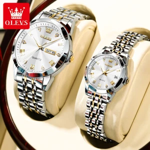 OLEVS Brand Quartz Watch Stainless Steel 3 ATM Waterproof Couples Wristwatch - Picture 1 of 20