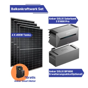 1820W Balkonkraftwerk mit Speicher | Anker SOLIX Solarbank 2 E1600 Pro | BP1600 - Bild 1 von 19