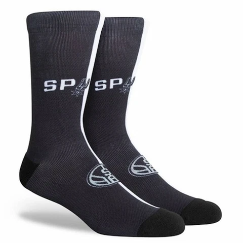 San Antonio Spurs NBA Mens Large Socks Fits 6-12 PKWY Black Gray Split Crew Cover