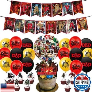 82 pcs Dragon birthday party supplies, including cake caps, cupcake caps, fla - Picture 1 of 5