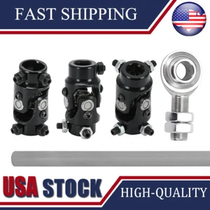 For Mustang II MANUAL 3 BLACK U Joint 36" Steering Shaft Support Kit street rod - Picture 1 of 14