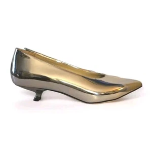 Theory Micro Pump Metallic Leather Ktten Heel Pump US 5 35 EU Italy - Picture 1 of 10
