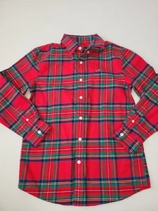 Boys Vineyard Vines Flannel Button Down Shirt size Medium 12-14 red plaid - Picture 1 of 4