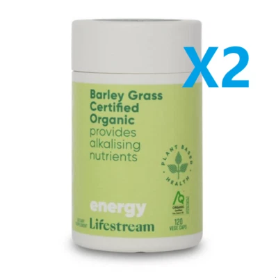 (BULK x2) Lifestream Barley Grass Certified Organic (120 Caps x2) Alkalising - Изображение 1 из 2