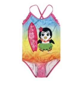 Fish Flops Girls Penguin One Piece Swimsuit, Sizes 6/6X - Picture 1 of 2