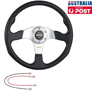 35CM Silver&Black Aluminum Car Racing Steering Wheel PVC Sport Drifting Wheel AU - Picture 1 of 8