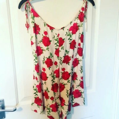 Motel Rocks Cream Strappy Rose Cami Playsuit Size XS UK 6 8 4 Floral - Image 1 of 4
