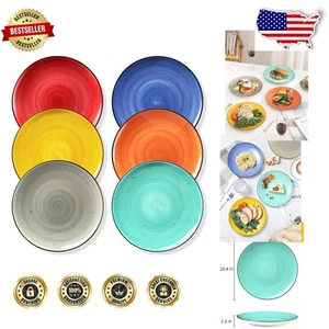 Chic Modern Dinner Plates, 10.4 Inch Porcelain Set - Microwave & Dishwasher Safe - Picture 1 of 9
