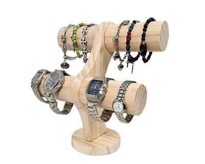 YUDU "bogenförmig" Schmuckständer Schmuckhalter mit 4 Rollen für Uhren Armband Holz