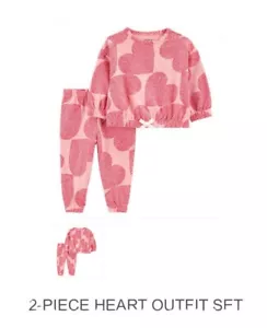 Carter's-Toddler-Girls,Pink Two Piece Heart Shape Outfit 18M - Picture 1 of 6