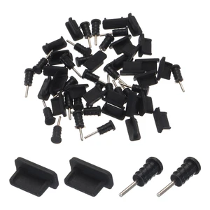 25pcs USB Type C Charging Port Plugs Covers with 25pcs Earphone Jack Pin, Black - Picture 1 of 7