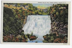 Vintage Postcard Ithaca Falls Fall Creek Gorge New York NY Linen  - Picture 1 of 1