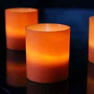 24 Orange Glass Cup Tea Light Candle Holder Wedding Event Party Table Halloween
