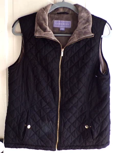 Laura Scott gilet donna nero trapuntato zip imbottito grigio fodera pile taglia L - Foto 1 di 4