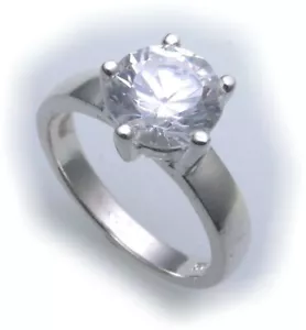 exkl. Damen Ring echt Silber 925 mit Zirkonia groß Stein Qualität Sterlingsilber - Bild 1 von 4