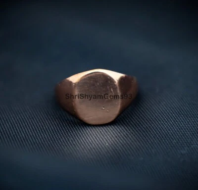 Anillo de sello meñique banda unisex ovalado liso ovalado de cobre sólido puro joyería fundida Foto 1 de 4