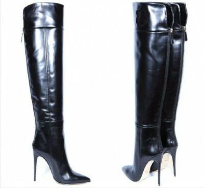 Lo último Mujeres Sobre la rodilla Muslo Botas Alto Tacón de Aguja Charol Zapatos Prendas para club nocturno Foto 1 de 4